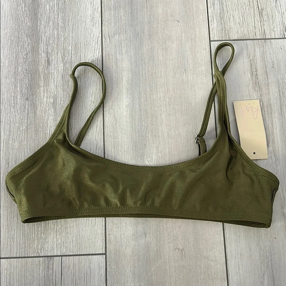 Ris-K Dippin' Daisy's Allure Moss Green bikini top size S swim swimsuit